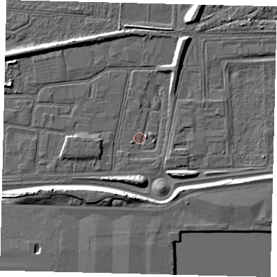 Shaded relief map of the ground around HU91SP, computed from Environment Agency LiDAR. The ground here sits at about 2 m above sea level and falls 7 m across the surrounding 800 m. Surface water reaching this point runs off ground lying to the north-north-east, 2.3 m higher.