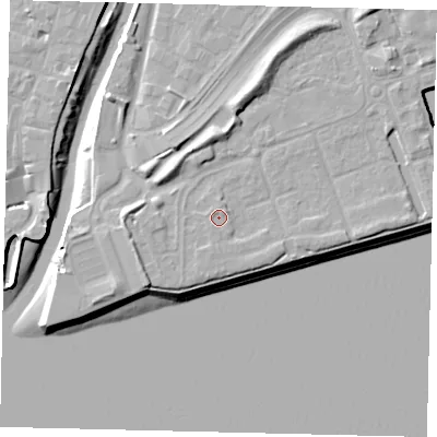 Shaded relief map of the ground around HU91TX, computed from Environment Agency LiDAR. The ground here sits at about 5 m above sea level and falls 11 m across the surrounding 800 m. Surface water reaching this point runs off ground lying to the north-east, 0.8 m higher.