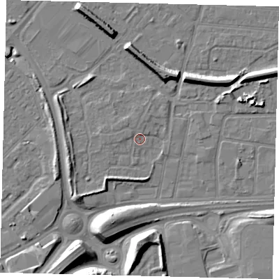 Shaded relief map of the ground around HU92AX, computed from Environment Agency LiDAR. The ground here sits at about 3 m above sea level and falls 11 m across the surrounding 800 m. Surface water reaching this point runs off ground lying to the west-north-west, 1.7 m higher.