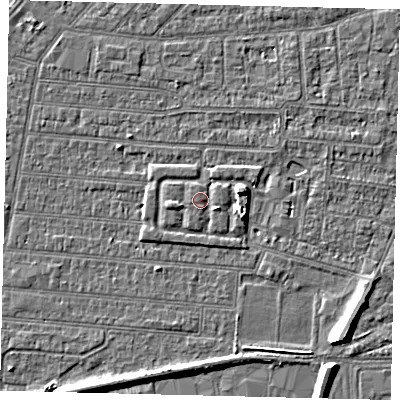 Shaded relief map of the ground around HU92BL, computed from Environment Agency LiDAR. The ground here sits at about 3 m above sea level and falls 7 m across the surrounding 800 m. Surface water reaching this point runs off ground lying to the east-south-east, 1.6 m higher.