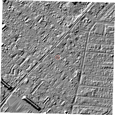 Shaded relief map of the ground around HU92LE, computed from Environment Agency LiDAR. The ground here sits at about 2 m above sea level and falls 7 m across the surrounding 800 m. Surface water reaching this point runs off ground lying to the south-east, 0.9 m higher.
