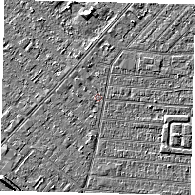 Shaded relief map of the ground around HU92LS, computed from Environment Agency LiDAR. The ground here sits at about 2 m above sea level and falls 7 m across the surrounding 800 m. Surface water reaching this point runs off ground lying to the east-south-east, 2.1 m higher.