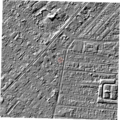 Shaded relief map of the ground around HU92LT, computed from Environment Agency LiDAR. The ground here sits at about 2 m above sea level and falls 4 m across the surrounding 800 m. Surface water reaching this point runs off ground lying to the south-west, 0.7 m higher.