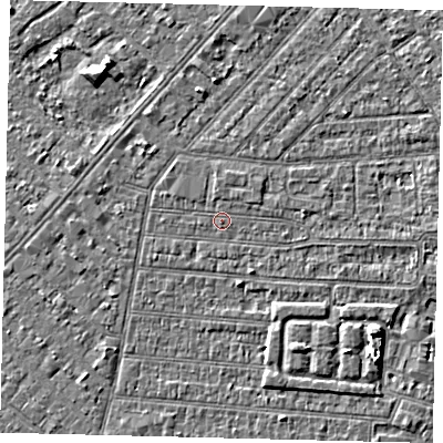 Shaded relief map of the ground around HU92PB, computed from Environment Agency LiDAR. The ground here sits at about 2 m above sea level and falls 4 m across the surrounding 800 m. Surface water reaching this point runs off ground lying to the east, 0.9 m higher.