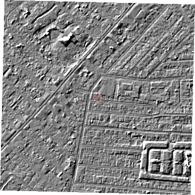 Shaded relief map of the ground around HU92PD, computed from Environment Agency LiDAR. The ground here sits at about 2 m above sea level and falls 4 m across the surrounding 800 m. Surface water reaching this point runs off ground lying to the north-north-west, 1.6 m higher.