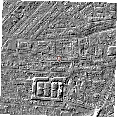 Shaded relief map of the ground around HU92PG, computed from Environment Agency LiDAR. The ground here sits at about 2 m above sea level and falls 4 m across the surrounding 800 m. The ground contributing surface water to this point lies to the east.