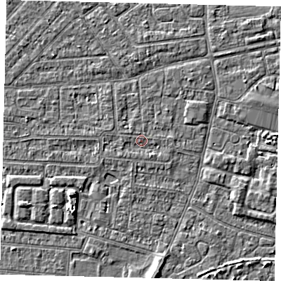Shaded relief map of the ground around HU92PH, computed from Environment Agency LiDAR. The ground here sits at about 3 m above sea level and falls 4 m across the surrounding 800 m. Surface water reaching this point runs off ground lying to the south-east, 0.8 m higher.