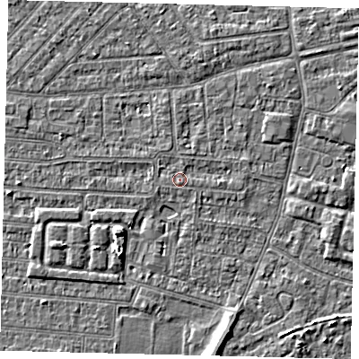 Shaded relief map of the ground around HU92PN, computed from Environment Agency LiDAR. The ground here sits at about 3 m above sea level and falls 6 m across the surrounding 800 m. Surface water reaching this point runs off ground lying to the east, 0.8 m higher.
