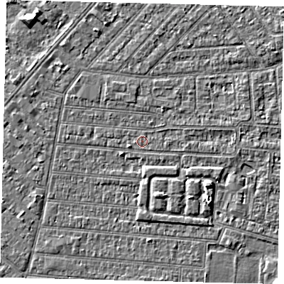 Shaded relief map of the ground around HU92PU, computed from Environment Agency LiDAR. The ground here sits at about 2 m above sea level and falls 4 m across the surrounding 800 m. The ground contributing surface water to this point lies to the north-north-east.