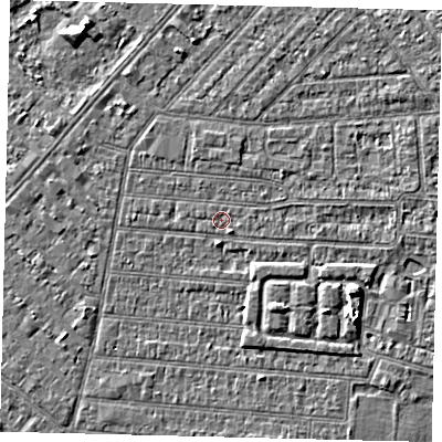 Shaded relief map of the ground around HU92PX, computed from Environment Agency LiDAR. The ground here sits at about 2 m above sea level and falls 4 m across the surrounding 800 m. Surface water reaching this point runs off ground lying to the south-south-east, 2.7 m higher.