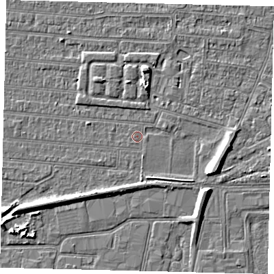 Shaded relief map of the ground around HU92RT, computed from Environment Agency LiDAR. The ground here sits at about 2 m above sea level and falls 7 m across the surrounding 800 m. Surface water reaching this point runs off ground lying to the east-south-east, 5.7 m higher.