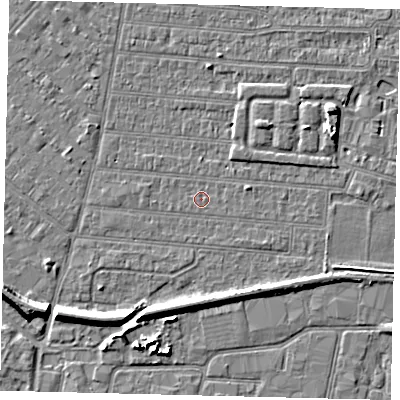 Shaded relief map of the ground around HU92SG, computed from Environment Agency LiDAR. The ground here sits at about 2 m above sea level and falls 7 m across the surrounding 800 m. The ground contributing surface water to this point lies to the east.
