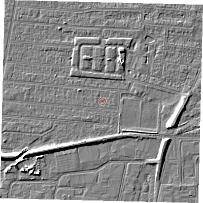 Shaded relief map of the ground around HU92SN, computed from Environment Agency LiDAR. The ground here sits at about 2 m above sea level and falls 7 m across the surrounding 800 m. The ground contributing surface water to this point lies to the east-south-east.