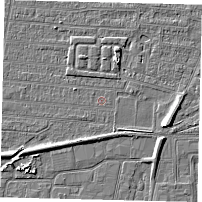 Shaded relief map of the ground around HU92SW, computed from Environment Agency LiDAR. The ground here sits at about 2 m above sea level and falls 7 m across the surrounding 800 m. Surface water reaching this point runs off ground lying to the south-west, 4.0 m higher.