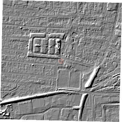 Shaded relief map of the ground around HU92TB, computed from Environment Agency LiDAR. The ground here sits at about 3 m above sea level and falls 7 m across the surrounding 800 m. Surface water reaching this point runs off ground lying to the north-north-west, 1.4 m higher.