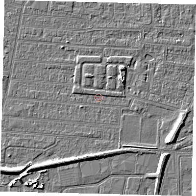 Shaded relief map of the ground around HU92TJ, computed from Environment Agency LiDAR. The ground here sits at about 2 m above sea level and falls 7 m across the surrounding 800 m. Surface water reaching this point runs off ground lying to the east-south-east, 5.7 m higher.