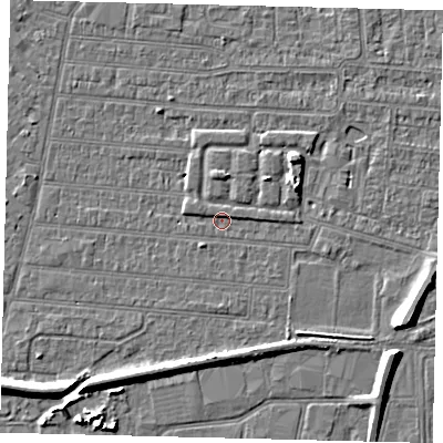 Shaded relief map of the ground around HU92TL, computed from Environment Agency LiDAR. The ground here sits at about 2 m above sea level and falls 7 m across the surrounding 800 m. Surface water reaching this point runs off ground lying to the north-east, 1.0 m higher.