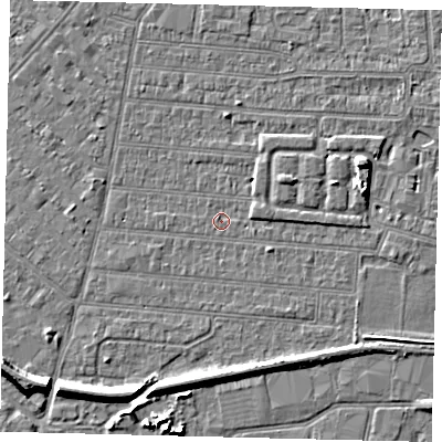 Shaded relief map of the ground around HU92TN, computed from Environment Agency LiDAR. The ground here sits at about 2 m above sea level and falls 7 m across the surrounding 800 m. Surface water reaching this point runs off ground lying to the south, 5.1 m higher.