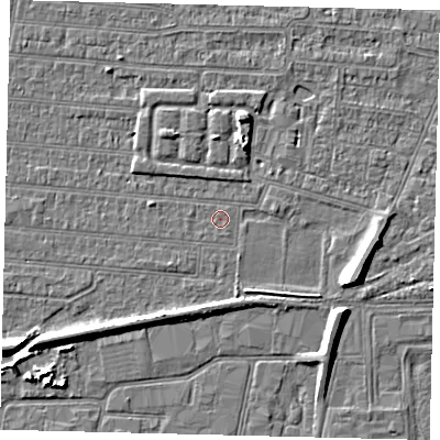 Shaded relief map of the ground around HU92TU, computed from Environment Agency LiDAR. The ground here sits at about 2 m above sea level and falls 7 m across the surrounding 800 m. The ground contributing surface water to this point lies to the south.