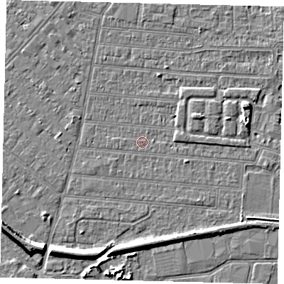 Shaded relief map of the ground around HU92TW, computed from Environment Agency LiDAR. The ground here sits at about 2 m above sea level and falls 7 m across the surrounding 800 m. Surface water reaching this point runs off ground lying to the south, 5.1 m higher.