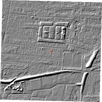 Shaded relief map of the ground around HU92TX, computed from Environment Agency LiDAR. The ground here sits at about 2 m above sea level and falls 7 m across the surrounding 800 m. Surface water reaching this point runs off ground lying to the east-south-east, 5.7 m higher.