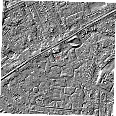 Shaded relief map of the ground around HU93AZ, computed from Environment Agency LiDAR. The ground here sits at about 2 m above sea level and falls 2 m across the surrounding 800 m. Surface water reaching this point runs off ground lying to the north-east, 1.5 m higher.