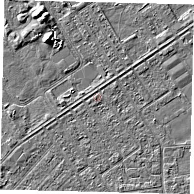 Shaded relief map of the ground around HU93EU, computed from Environment Agency LiDAR. The ground here sits at about 2 m above sea level and falls 7 m across the surrounding 800 m. Surface water reaching this point runs off ground lying to the south-south-east, 1.3 m higher.