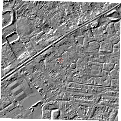Shaded relief map of the ground around HU93JJ, computed from Environment Agency LiDAR. The ground here sits at about 2 m above sea level and falls 3 m across the surrounding 800 m. Surface water reaching this point runs off ground lying to the south, 1.7 m higher.