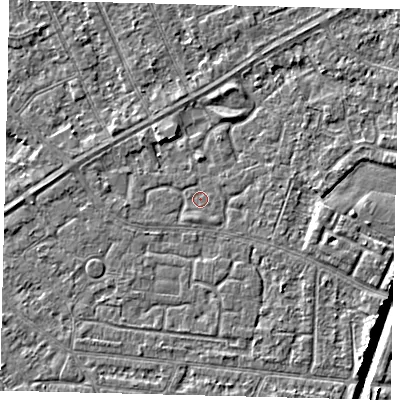 Shaded relief map of the ground around HU93LH, computed from Environment Agency LiDAR. The ground here sits at about 2 m above sea level and falls 6 m across the surrounding 800 m. Surface water reaching this point runs off ground lying to the south, 0.9 m higher.