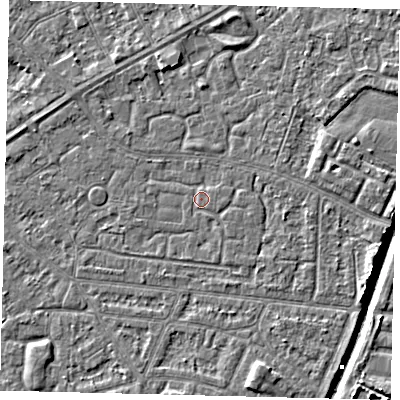 Shaded relief map of the ground around HU93PA, computed from Environment Agency LiDAR. The ground here sits at about 2 m above sea level and falls 6 m across the surrounding 800 m. Surface water reaching this point runs off ground lying to the north-west, 0.9 m higher.