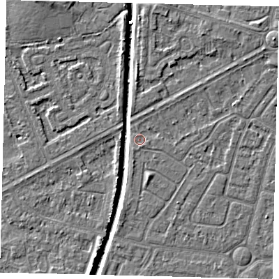 Shaded relief map of the ground around HU94AD, computed from Environment Agency LiDAR. The ground here sits at about 2 m above sea level and falls 6 m across the surrounding 800 m. Surface water reaching this point runs off ground lying to the south-south-east, 0.7 m higher.