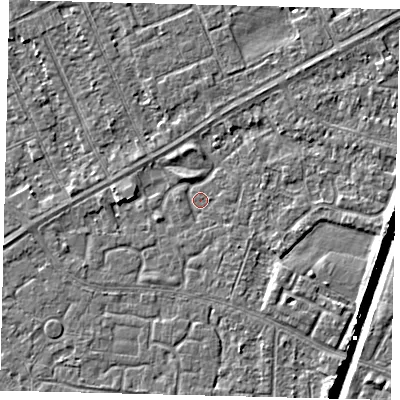 Shaded relief map of the ground around HU94AF, computed from Environment Agency LiDAR. The ground here sits at about 2 m above sea level and falls 5 m across the surrounding 800 m. Surface water reaching this point runs off ground lying to the south-south-west, 0.9 m higher.