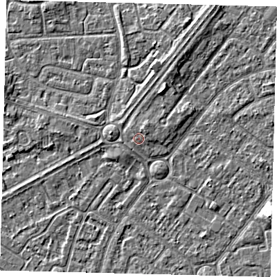 Shaded relief map of the ground around HU94AS, computed from Environment Agency LiDAR. The ground here sits at about 3 m above sea level and falls 4 m across the surrounding 800 m. Surface water reaching this point runs off ground lying to the north-east, 1.0 m higher.