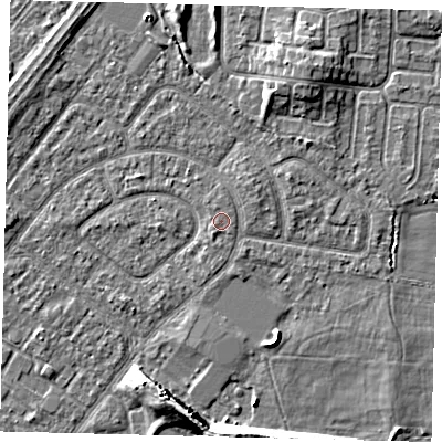 Shaded relief map of the ground around HU94EJ, computed from Environment Agency LiDAR. The ground here sits at about 3 m above sea level and falls 10 m across the surrounding 800 m. Surface water reaching this point runs off ground lying to the south-west, 0.6 m higher.