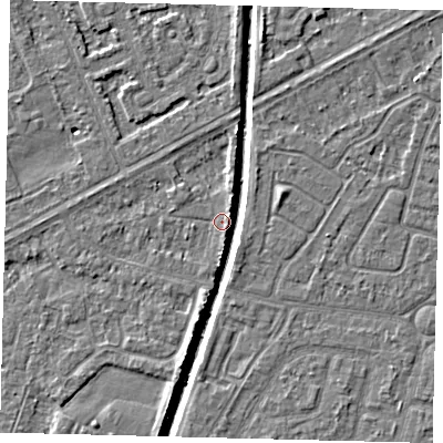 Shaded relief map of the ground around HU94EW, computed from Environment Agency LiDAR. The ground here sits at about 2 m above sea level and falls 5 m across the surrounding 800 m. Surface water reaching this point runs off ground lying to the south-south-west, 5.5 m higher.