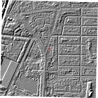 Shaded relief map of the ground around HU94SA, computed from Environment Agency LiDAR. The ground here sits at about 2 m above sea level and falls 6 m across the surrounding 800 m. Surface water reaching this point runs off ground lying to the south-south-west, 0.9 m higher.