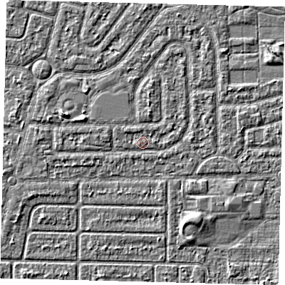Shaded relief map of the ground around HU94SX, computed from Environment Agency LiDAR. The ground here sits at about 2 m above sea level and falls 2 m across the surrounding 800 m. Surface water reaching this point runs off ground lying to the west-north-west, 1.8 m higher.