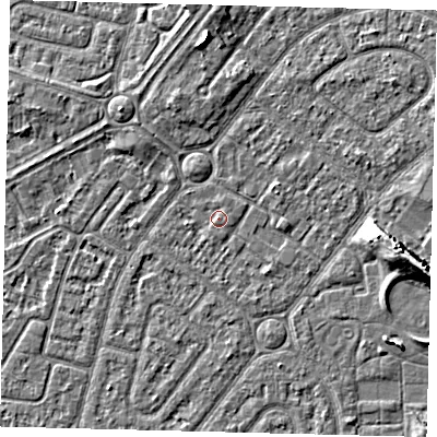 Shaded relief map of the ground around HU94UW, computed from Environment Agency LiDAR. The ground here sits at about 2 m above sea level and falls 9 m across the surrounding 800 m. Surface water reaching this point runs off ground lying to the south-west, 0.7 m higher.