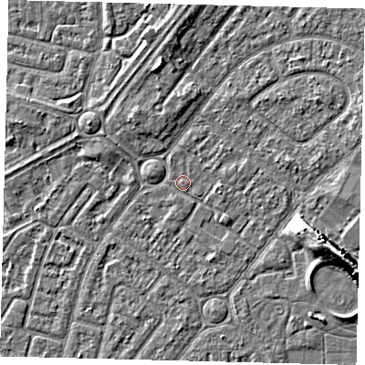 Shaded relief map of the ground around HU94UX, computed from Environment Agency LiDAR. The ground here sits at about 2 m above sea level and falls 9 m across the surrounding 800 m. Surface water reaching this point runs off ground lying to the south-south-east, 0.9 m higher.