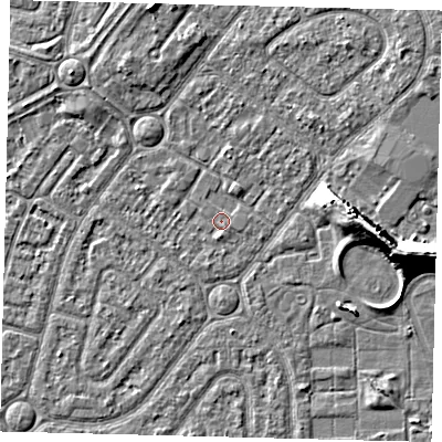 Shaded relief map of the ground around HU94UZ, computed from Environment Agency LiDAR. The ground here sits at about 2 m above sea level and falls 9 m across the surrounding 800 m. Surface water reaching this point runs off ground lying to the south-east, 0.7 m higher.