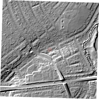 Shaded relief map of the ground around IG119BH, computed from Environment Agency LiDAR. The ground here sits at about 3 m above sea level and falls 11 m across the surrounding 800 m. Surface water reaching this point runs off ground lying to the south-south-east, 7.3 m higher.