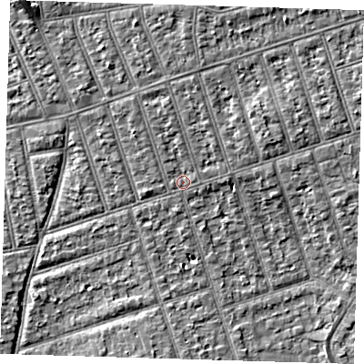 Shaded relief map of the ground around IG39LZ, computed from Environment Agency LiDAR. The ground here sits at about 10 m above sea level and falls 6 m across the surrounding 800 m. Surface water reaching this point runs off ground lying to the north-east, 3.1 m higher.