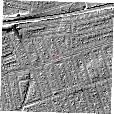 Shaded relief map of the ground around IG39TF, computed from Environment Agency LiDAR. The ground here sits at about 11 m above sea level and falls 8 m across the surrounding 800 m. Surface water reaching this point runs off ground lying to the north-north-east, 1.4 m higher.