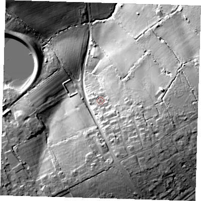 Shaded relief map of the ground around IG76BZ, computed from Environment Agency LiDAR. The ground here sits at about 71 m above sea level and falls 29 m across the surrounding 800 m. Surface water reaching this point runs off ground lying to the south-south-east, 11.3 m higher.