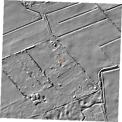 Shaded relief map of the ground around IP288DN, computed from Environment Agency LiDAR. The ground here sits at about 4 m above sea level and falls 6 m across the surrounding 800 m. Surface water reaching this point runs off ground lying to the south-south-west, 4.0 m higher.