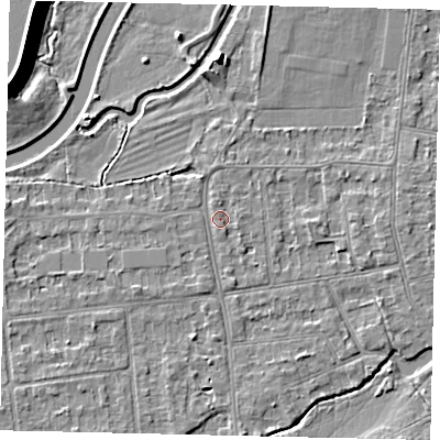 Shaded relief map of the ground around KT108EP, computed from Environment Agency LiDAR. The ground here sits at about 11 m above sea level and falls 11 m across the surrounding 800 m. Surface water reaching this point runs off ground lying to the south-south-east, 0.7 m higher.