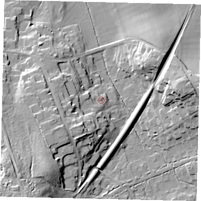Shaded relief map of the ground around KT220PE, computed from Environment Agency LiDAR. The ground here sits at about 37 m above sea level and falls 34 m across the surrounding 800 m. Surface water reaching this point runs off ground lying to the west-south-west, 15.3 m higher.