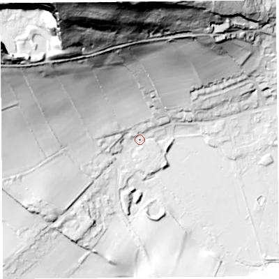 Shaded relief map of the ground around LA59NR, computed from Environment Agency LiDAR. The ground here sits at about 7 m above sea level and falls 103 m across the surrounding 800 m. Surface water reaching this point runs off ground lying to the north-north-west, 99.0 m higher.