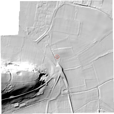 Shaded relief map of the ground around LD82LD, computed from Environment Agency LiDAR. The ground here sits at about 149 m above sea level and falls 340282346638528859811704183484516925440 m across the surrounding 800 m. Surface water reaching this point runs off ground lying to the west-south-west, 49.4 m higher.