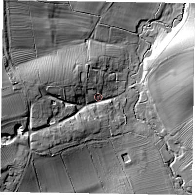 Shaded relief map of the ground around LE142RY, computed from Environment Agency LiDAR. The ground here sits at about 93 m above sea level and falls 31 m across the surrounding 800 m. Surface water reaching this point runs off ground lying to the west, 21.1 m higher.